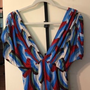 T-bags deep V dress with geometric pattern SZ Sm